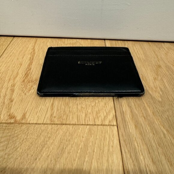 Saint Laurent Paris YSL Black Leather Card Holder 100% Authentic - Picture 2 of 5
